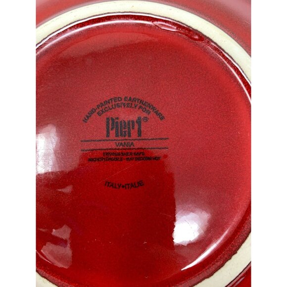 PIER 1 IMPORTS VANIA Salad Plates ~ Set of 5 ~ Brown Scrolls on Red ~ Italy - Picture 8 of 13